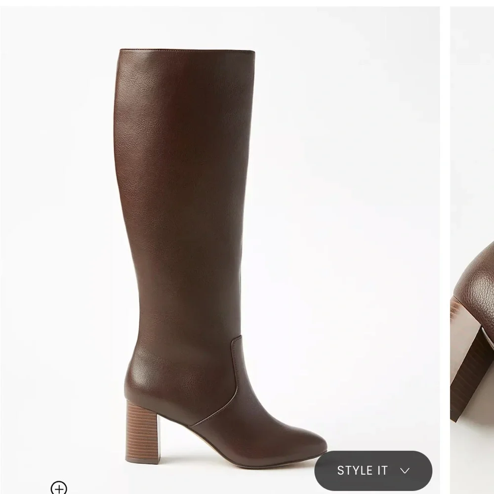 LOFT Brown Knee High Leather Heeled Boots Brand New - Picture 3 of 8